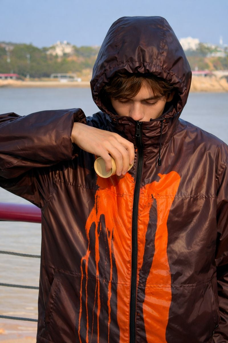 SHFLABX Reactive Shell Jacket｜Black Red → Reactive Orange